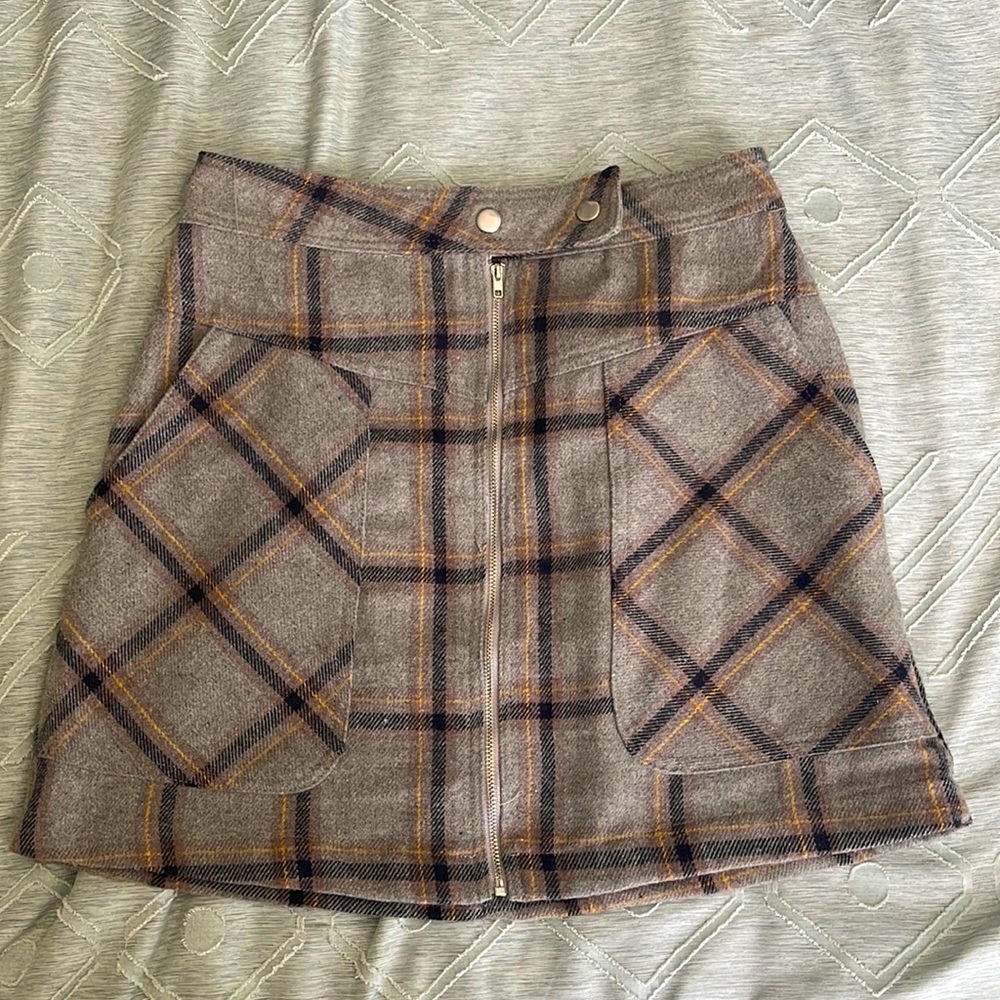 Flannel High-Waisted Mini Skirt